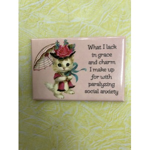 Paralyzing Social Anxiety - Funny Fridge Magnet - Retro Humour