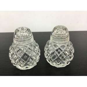 VINTAGE Crystal Salt & Pepper Shakers - Diamond Cut 