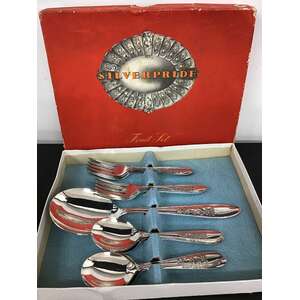 VINTAGE Silver Pride Julie Fruit Set - Boxed 13 Pc - Sheffield EPNS