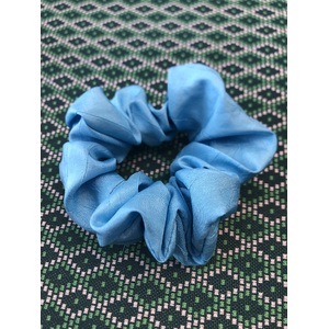 Retro Fabric Scrunchie - 80's Blue Parachute Silk - Hand Made - Suitable for BIG HAIR