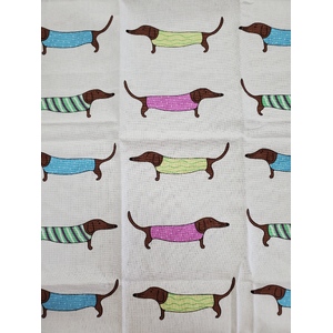 Sausage Dog Dachshund Cotton Kitchen Tea Towel