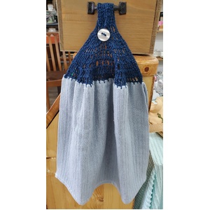 Blue Crochet Top Hanging Hand Towel - Double  - Handmade