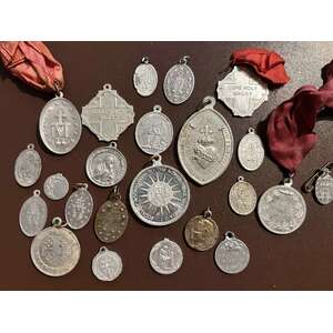 VINTAGE Lot of 23 Religious Pendants/Medals - St Martin Virgin Mary Confirmation
