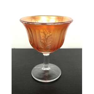 VINTAGE Fenton Carnival Marigold Rib & Holly - Drinking Glass or Footed Bowl 