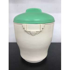 Art Deco Bristolite Kitchen Canister | Cream & Green | 20 cm Tall