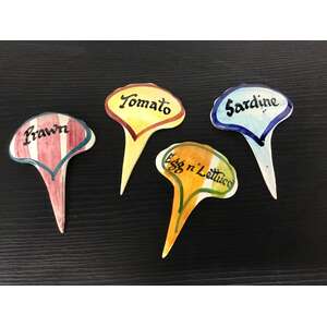 VINTAGE Ceramic Food Labels - Lot of 4 - Hand Painted 