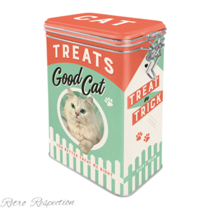 Nostalgic Art Clip Top 1.3 L Food Safe Storage Tin | Cat Treats | Kitchen Canister