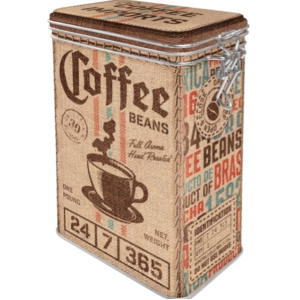 Clip Top Storage Tin - Coffee Beans - 1.3L 