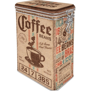 Coffee Storage Tin - Beans - Clip Top - Retro 