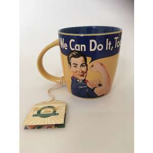 Retro Mug - Rosie and Robert the Riveters - We Can Do It Too - Coffee Cup