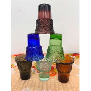 RETRO Shot Nip Glasses - Set of 6 - Bubble Effect - Harlequin