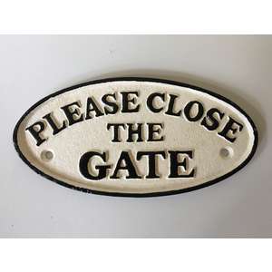Please Close the Gate Sign - Cast Iron - Oval - Vintage Style