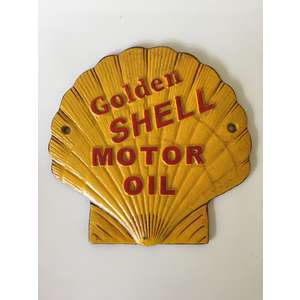 Shell Motor Oil - Cast Iron Yellow Clam Shell Sign