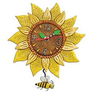 'Bee Sunny' Sunflower Pendulum Clock 