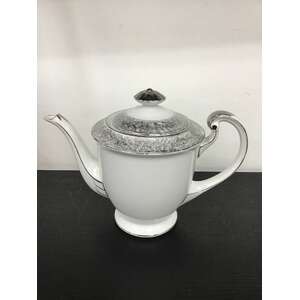VINTAGE Star China Japan Ceramic Teapot - White and Silver 