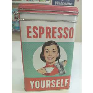 Clip Top Storage Tin - Espresso Yourself - Coffee Storage 