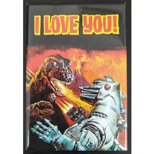 I Love You Godzilla SciFi - Funny Fridge Magnet - Retro Humour
