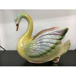 VINTAGE Ceramic Pastel Lustre Ware Swan Planter - B-12 - Australian Pottery 