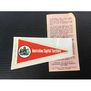 VINTAGE Souvenir Car Sticker Decal - ACT - Flag Shaped 