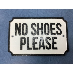 No Shoes Please Cast Iron Sign | Rectangular | Vintage Style