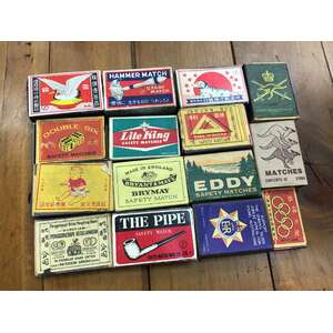 VINTAGE Matchboxes w Label x 15 - Mixed Lot World Wide