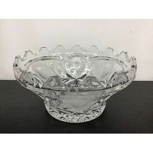 VINTAGE Crystal Bowl Large & Heavy - Frosted Rose Motif 