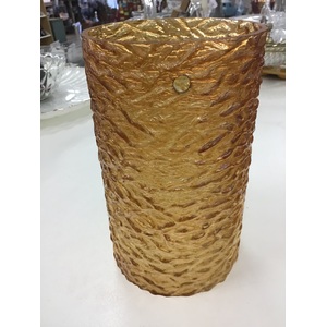 RETRO Amber Lustre Glass Ceiling Shade - Textured Cylinder - 18 cm Tall