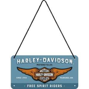 Harley-Davidson Hanging Tin Sign | Nostalgic Art | 20 x 10 cm | Retro Metal Sign