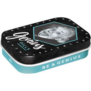 Einstein Genius Pills Retro Mint Tin | Sugar Free Mints | Nostalgic Art