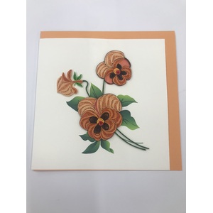 Orange Pansy Card - Flowers - Quilling