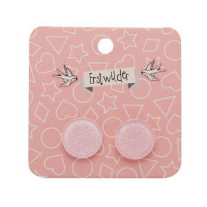 Circle Stud Earrings - Erstwilder - Glitter Resin - Light Pink