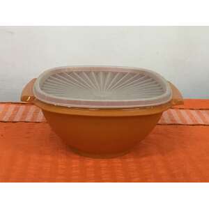 RETRO Orange Tupperware Servalier Bowl - Clear Fan Lid - 838-13 Australia