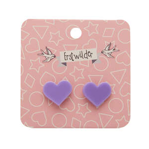 Heart Stud Earrings - Erstwilder - Solid Resin - Purple