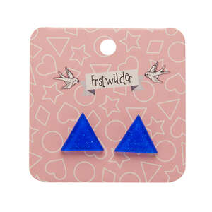 Triangle Stud Earrings - Erstwilder - Glitter Resin - Blue