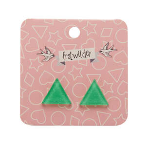 Triangle Stud Earrings - Erstwilder - Glitter Resin - Green