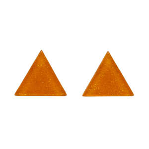 Triangle Stud Earrings - Erstwilder - Glitter Resin - Orange