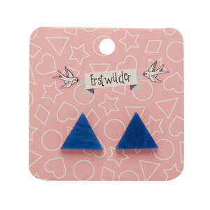 Triangle Stud Earrings - Erstwilder - Textured Resin - Blue