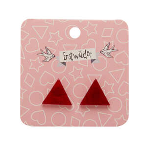 Triangle Stud Earrings - Erstwilder - Textured Resin - Red