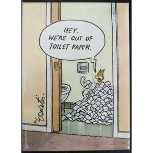 Out Of Toilet Paper - Funny Fridge Magnet - Retro Humour