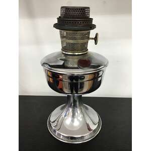 VINTAGE Super Aladdin Kerosene Table Lamp - British Made - Chrome on Brass Base 