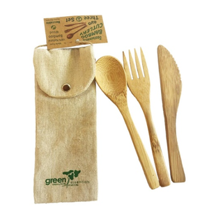 Bamboo Cutlery Set - 3 Piece - Green Essentials
