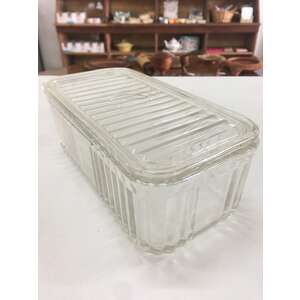 VINTAGE Butter Fridge Box - Ribbed Depression Glass