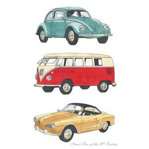 Classic Volkswagen VW Cars Cotton Kitchen Tea Towel