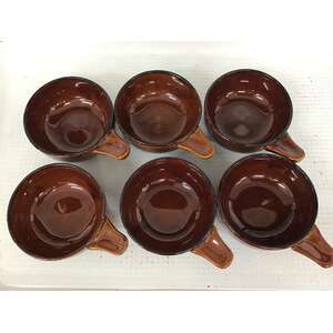 RETRO Brown Stoneware Ramekin Set of 6 - Taiwan 