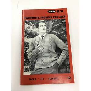 VINTAGE Patons Knitting Book R.31 Favourite Designs for Men 