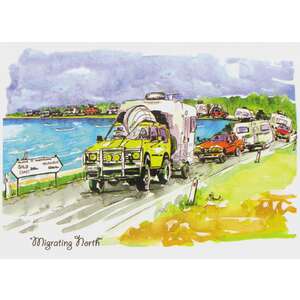 Greeting's Card - Australian Outback - Migrating North - Caravan