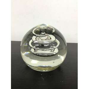 VINTAGE Glass Paperweight with Clear Swirl Vortex - 800g