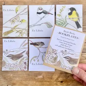 Bush Birds Book Plates | Set of 5 Self-Adhesive | Bridget Farmer 