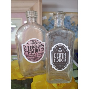 Pair of Repurposed Vintage Bottles - Love & Death Potion