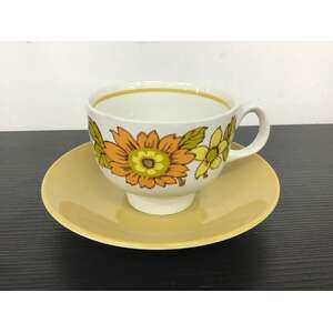 RETRO Ridgway 70's Floral Tea Cup & Saucer - Yellow Orange Green 